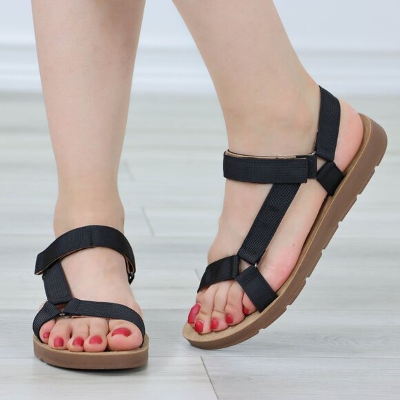 Womens Strappy Sandals Comfortable Sole Adjustable Summer Shoes For Land / Water - Picture 3 of 13
